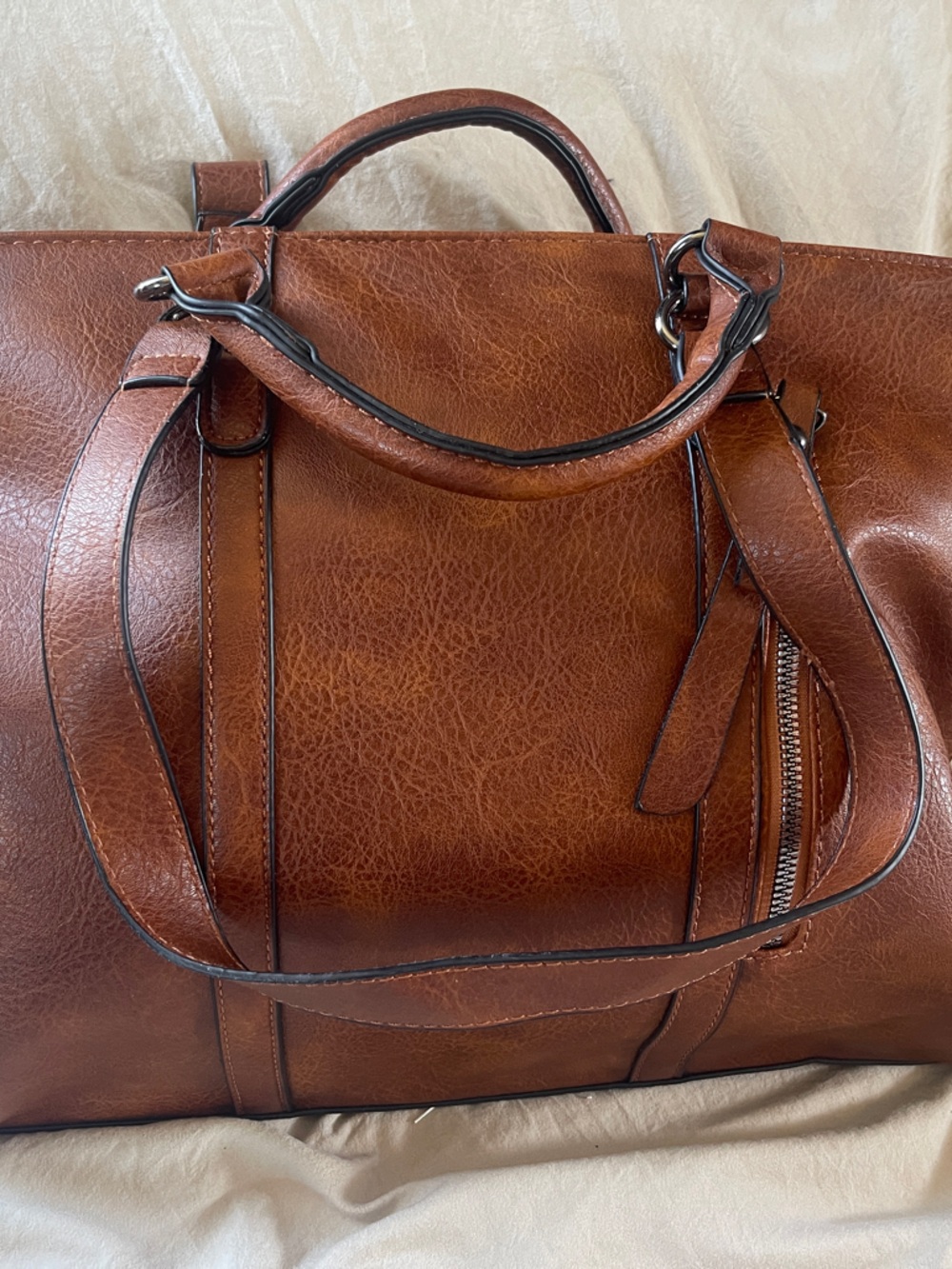 Classic Brown Leather Shoulder Bag for Women